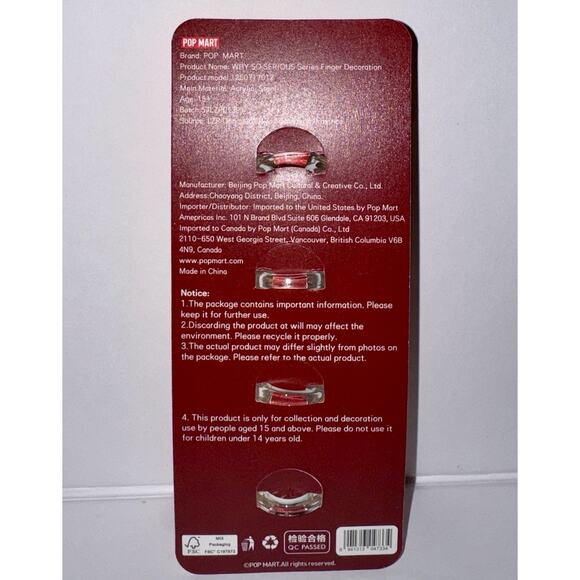 Popmart Why So Serious Spinner Rings Set of 4 - Picture 2 of 2